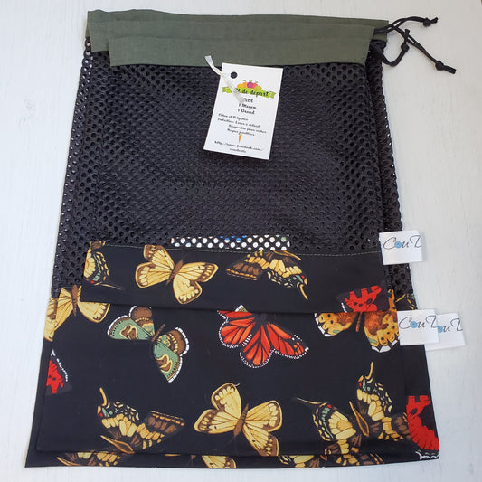 Sac en filet - Ensemble 3 sacs - Papillons